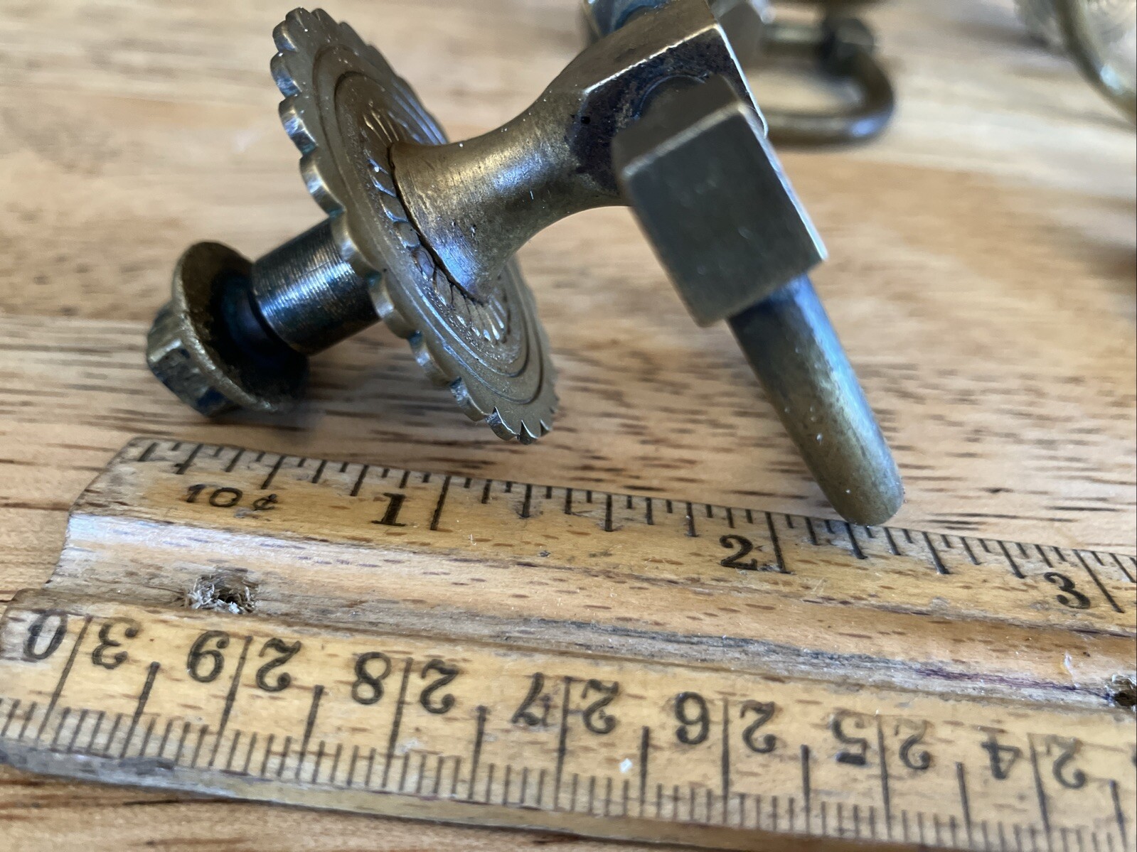 5 Antique Victorian Solid Brass Medallion Drop D-Ring Drawer Cabinet Pull Knobs