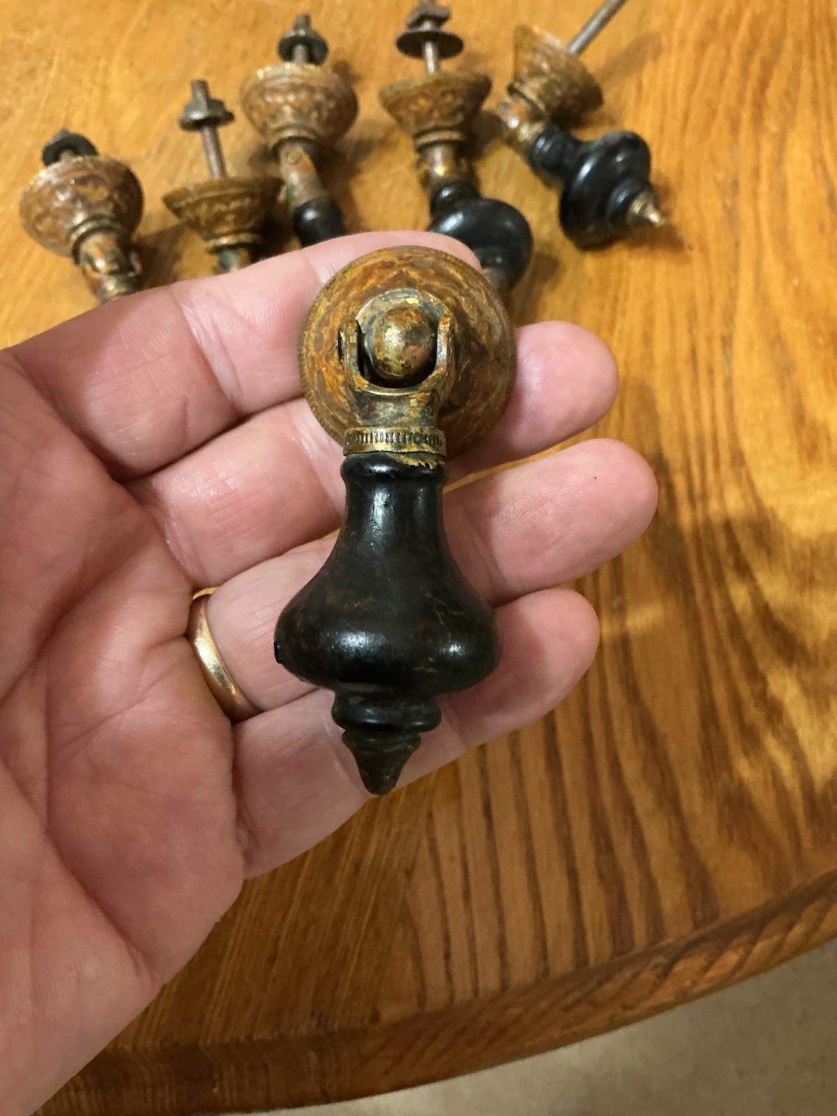 RARE ANTIQUE TEARDROP BLACK EBONIZED VICTORIAN PULL PRICED PER PULL BEAUTIFUL!