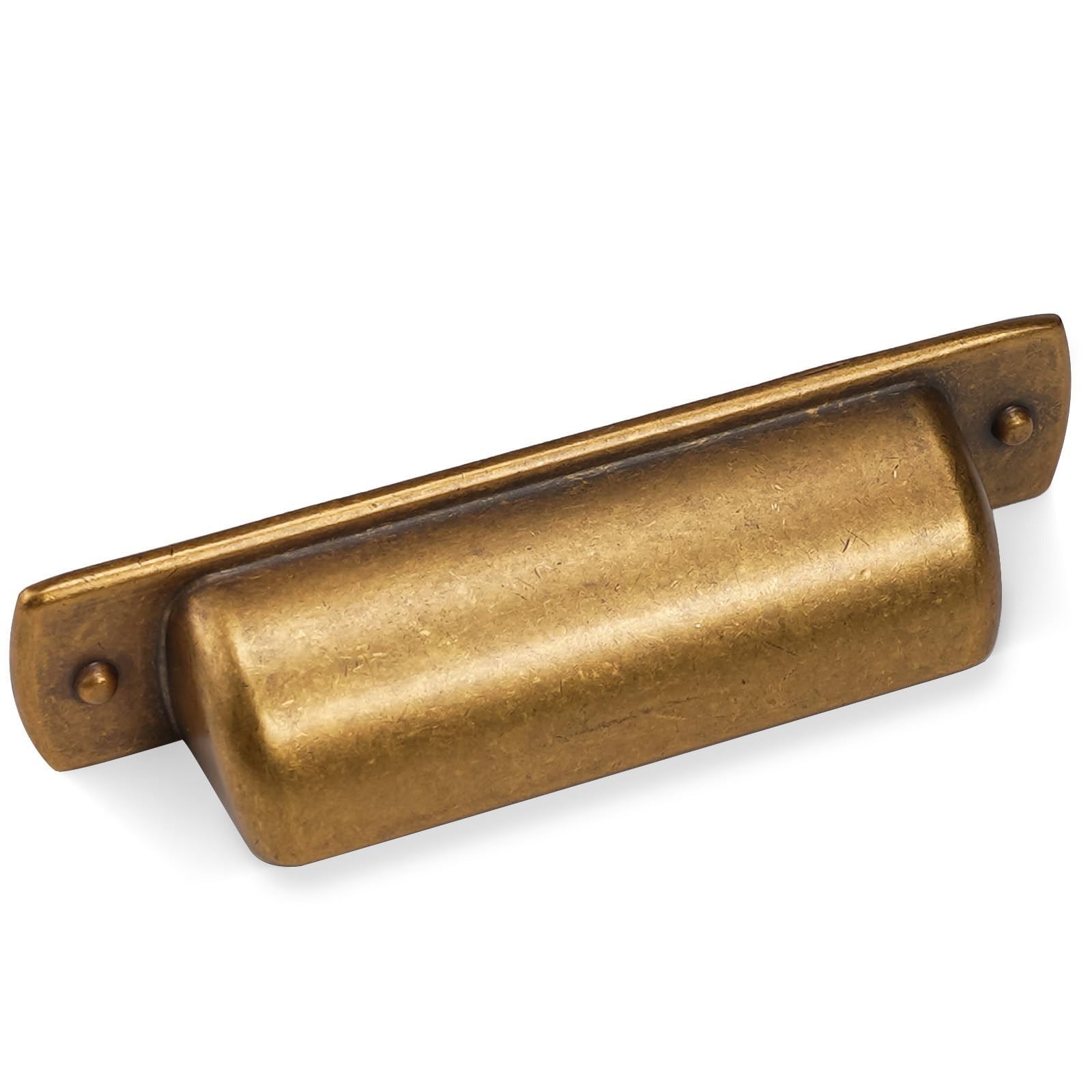 10 Pack 2.5″ Antique Brass Cabinet Handles – Vintage Drawer Cup Pulls, Aged Gold