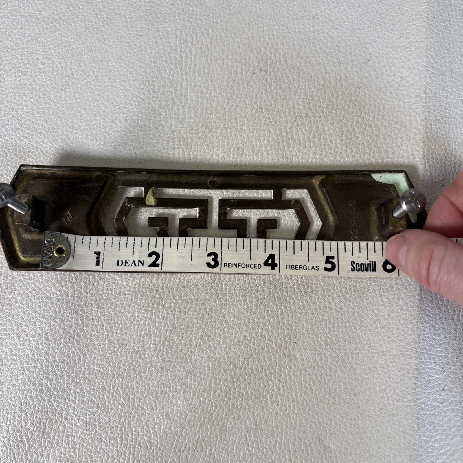 Set of 8 Vintage Art Deco Mid Century Modern Brass Drawer Pulls and Plates