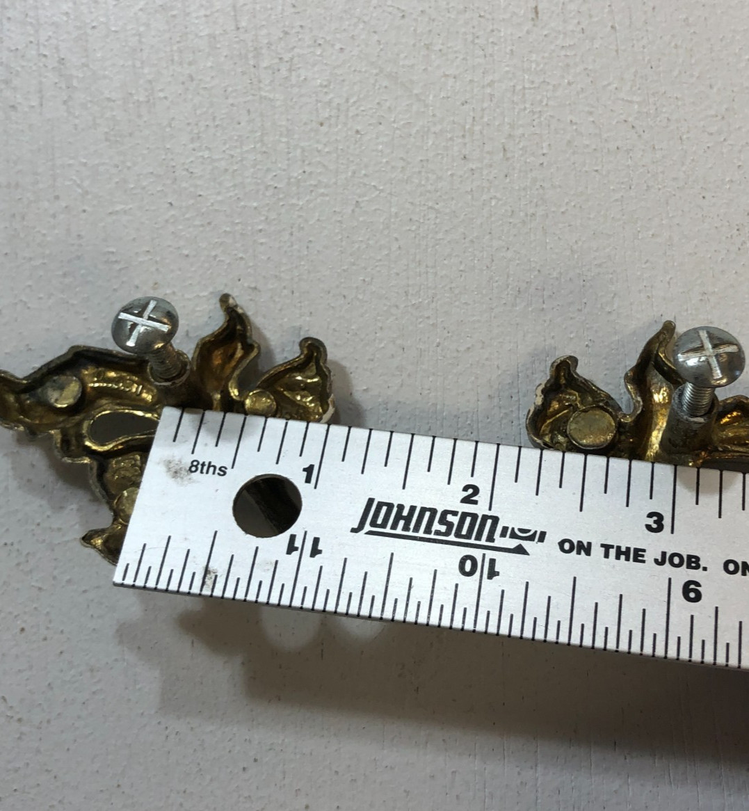 4 French Antique Victorian Drawer Handles & 2 Pulls Dresser Hardware Brass vtg