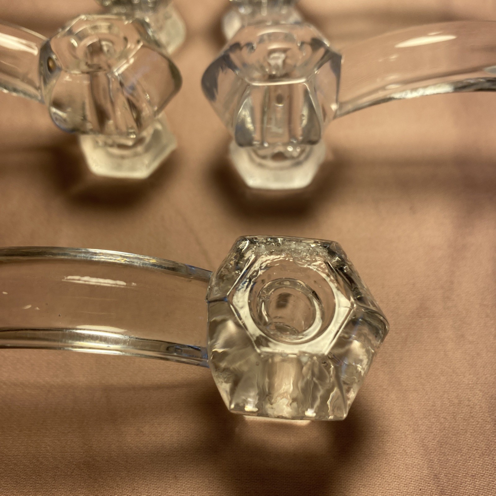 24 3″ Knob Hill Clear Glass Hexagon Drawer Pulls Handles & 5 Knobs