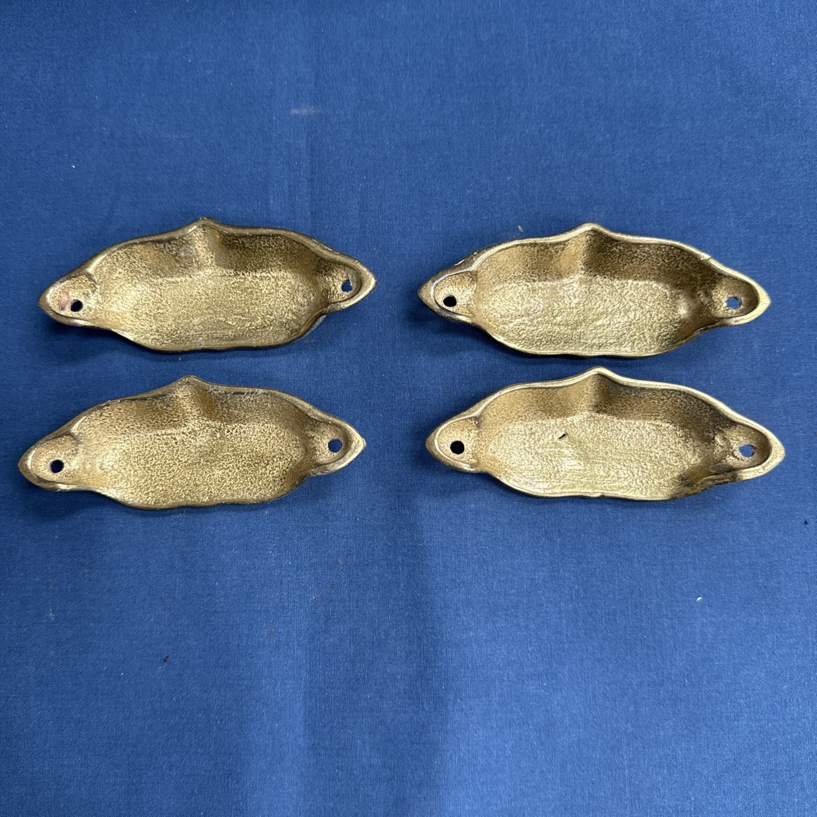 4 Victorian Style Brass Apothecary Bin Pulls Handles NOS
