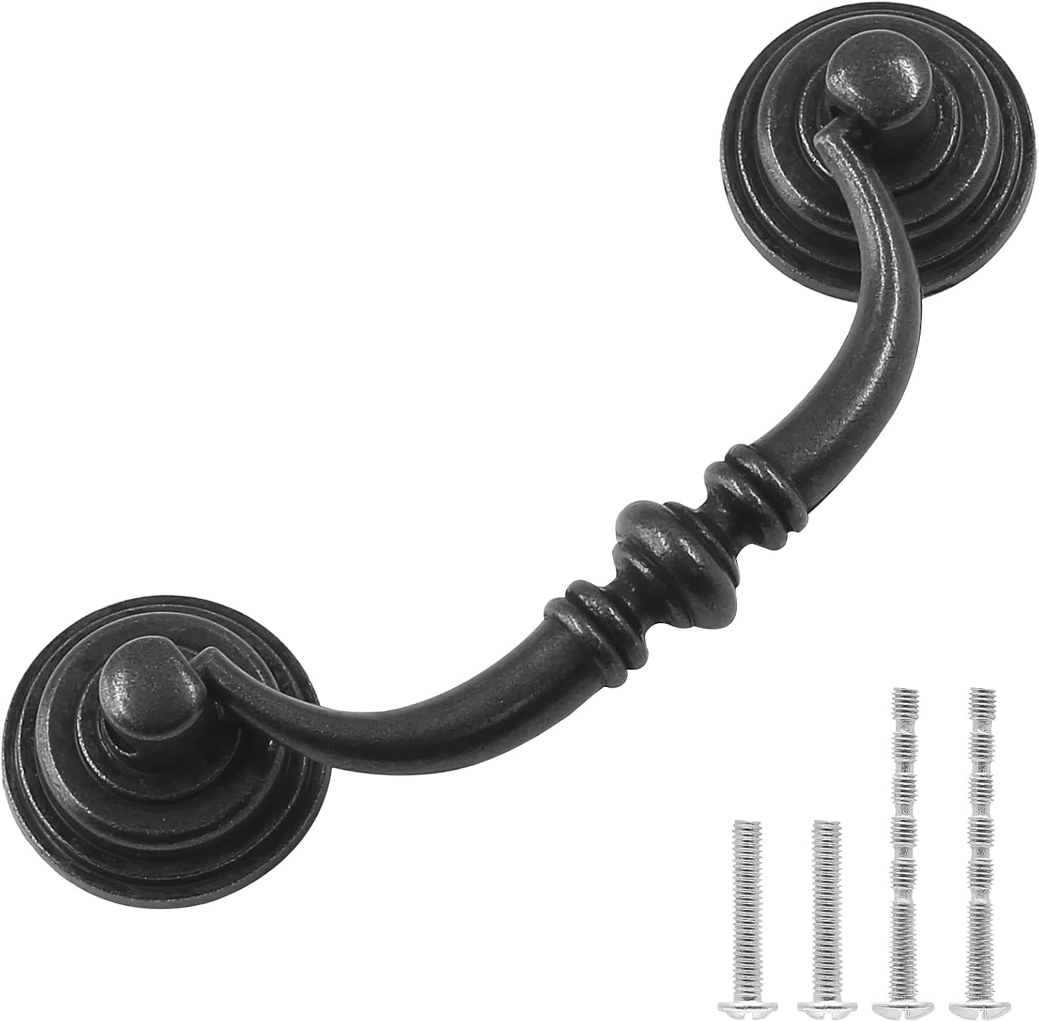 Antique Drop Bail Pulls, 3.5″ Hole Center, Vintage Black | 6PCS