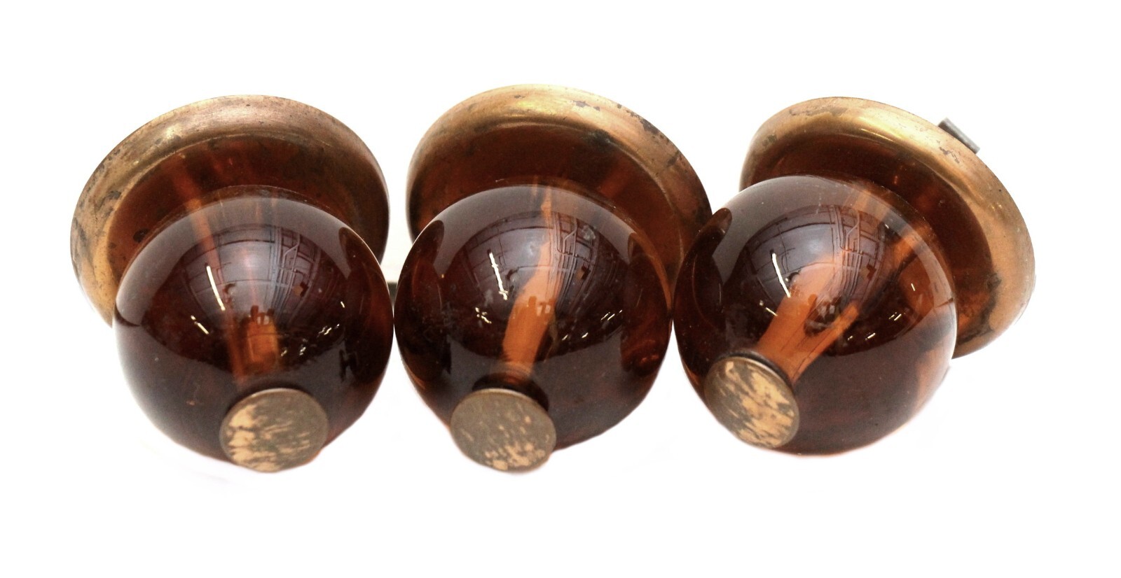 European Brown Glass & Brass 2 in. Drawer Cabinet Knob