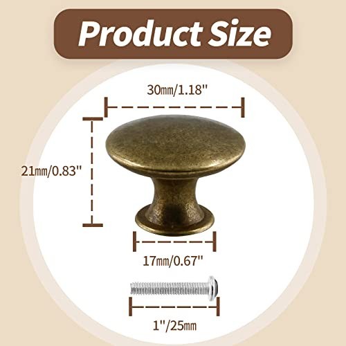 12 Pcs Cabinet Knobs Metal Drawer Knobs Round Dresser Handle 12 Pack Brass