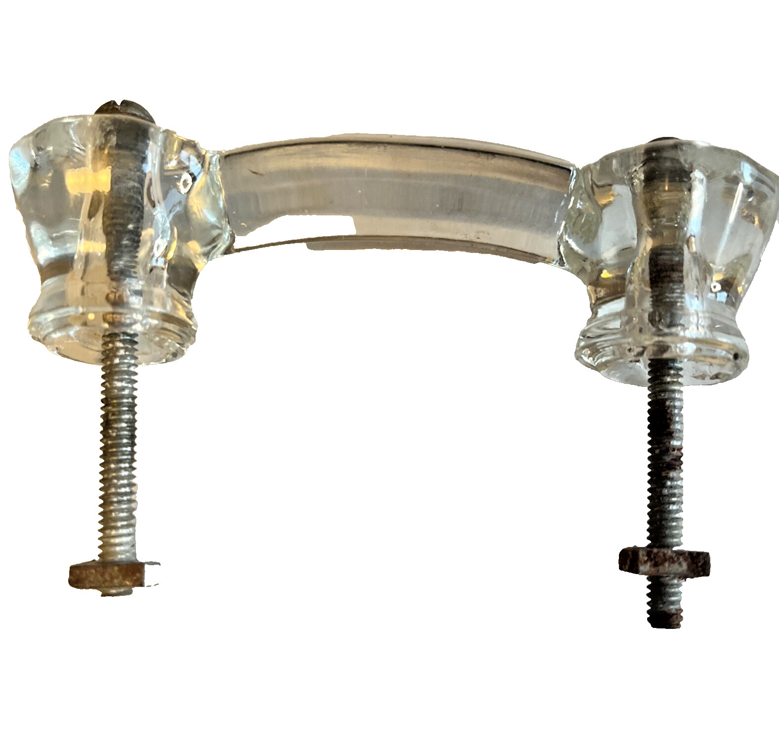 Antique Clear Glass Drawer or Cabinet Handle Pull 4.25″ Handle 3″ Holes Hardware