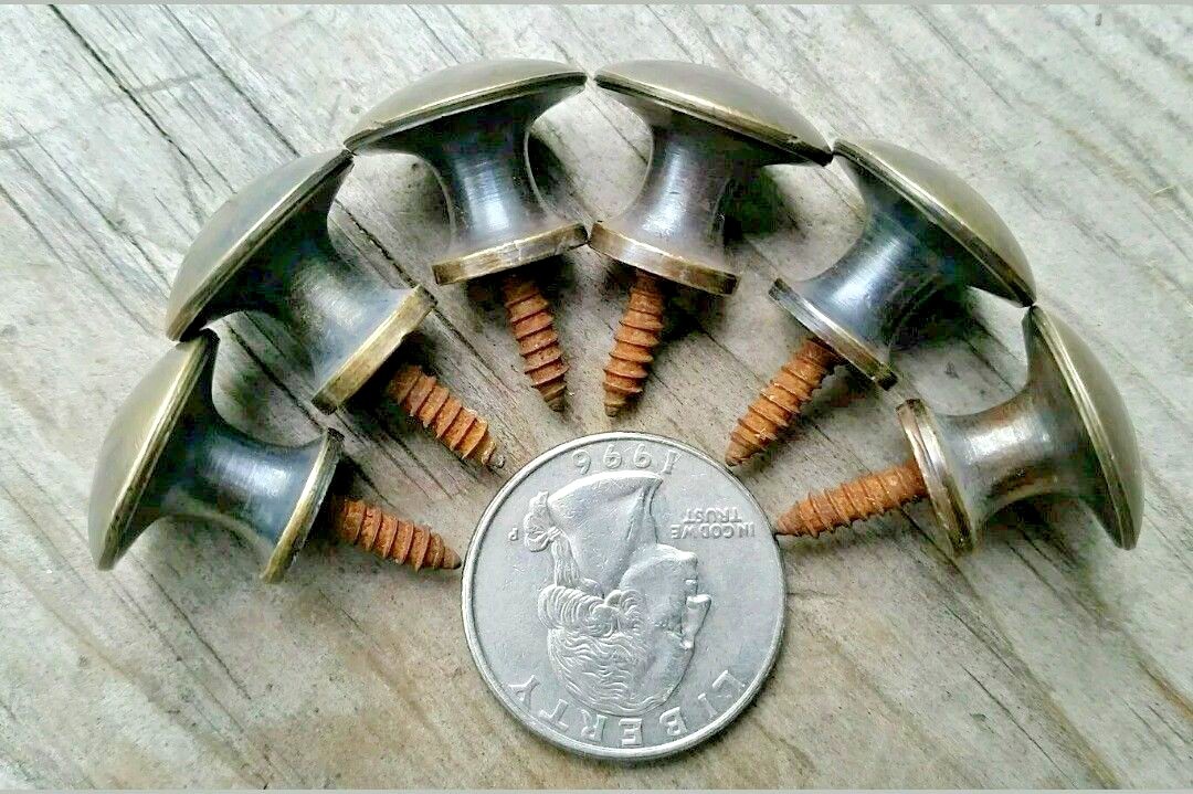 6 vtg. Antique style Solid Brass Stacking Barrister Bookcase 3/4″ Knob pull #K1