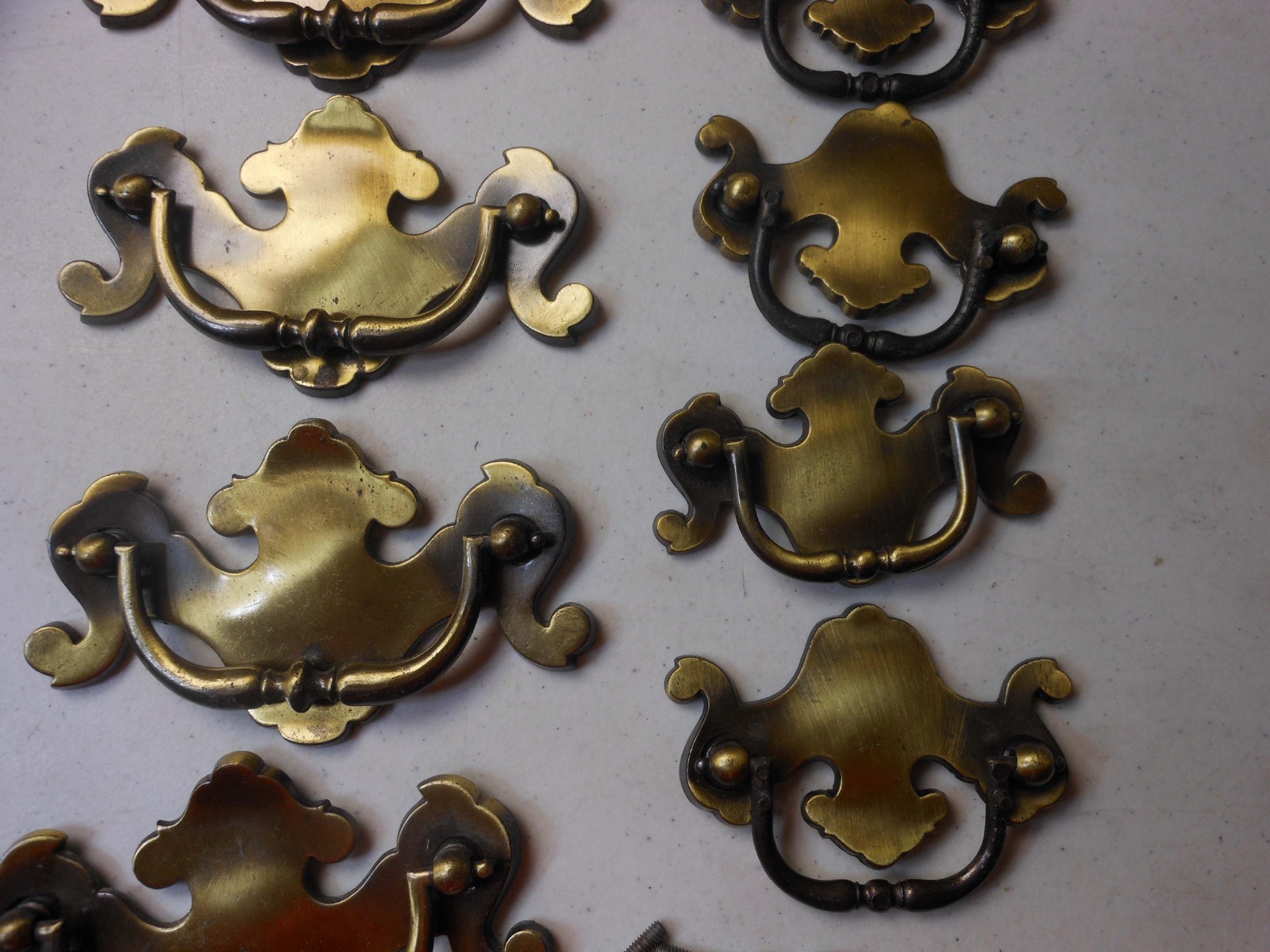 12 Vintage Brass Chippendale Batwing Bail Drawer Pull Handles