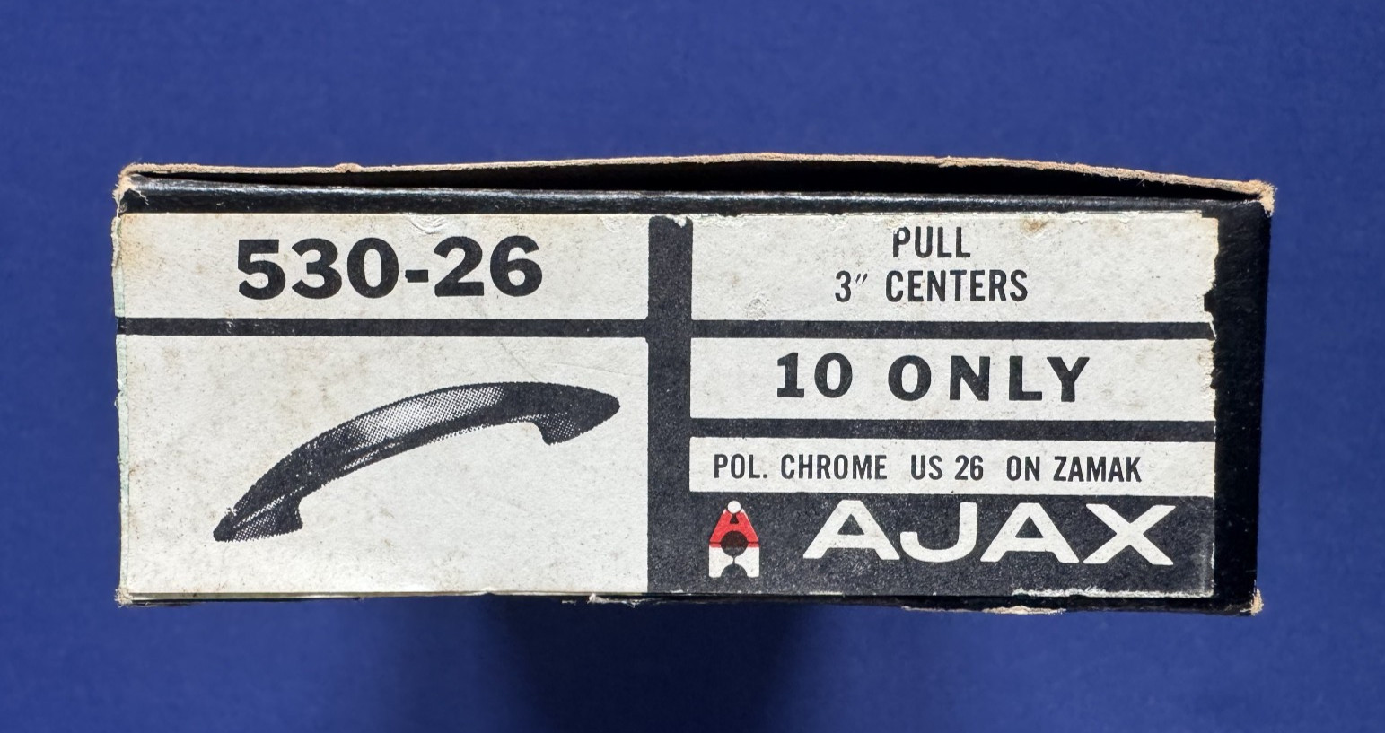 Vintage Ajax Cabinet Drawer Pull Handles 530-26 Set of 8 • MCM Chrome NOS Sealed