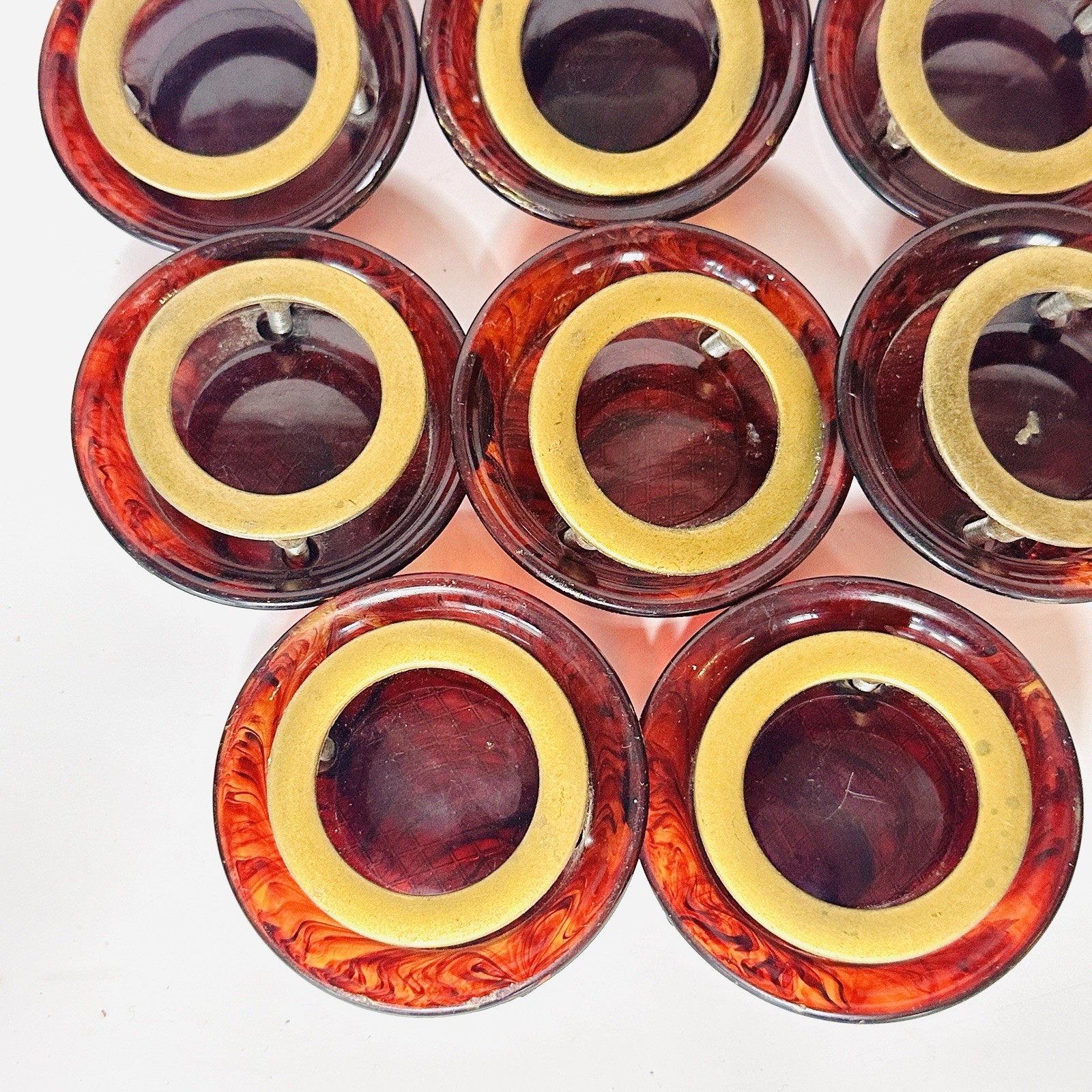 8 Vintage Bakelite Art Deco Butterscotch Cherry Red Swirl Knobs Drawer Pulls