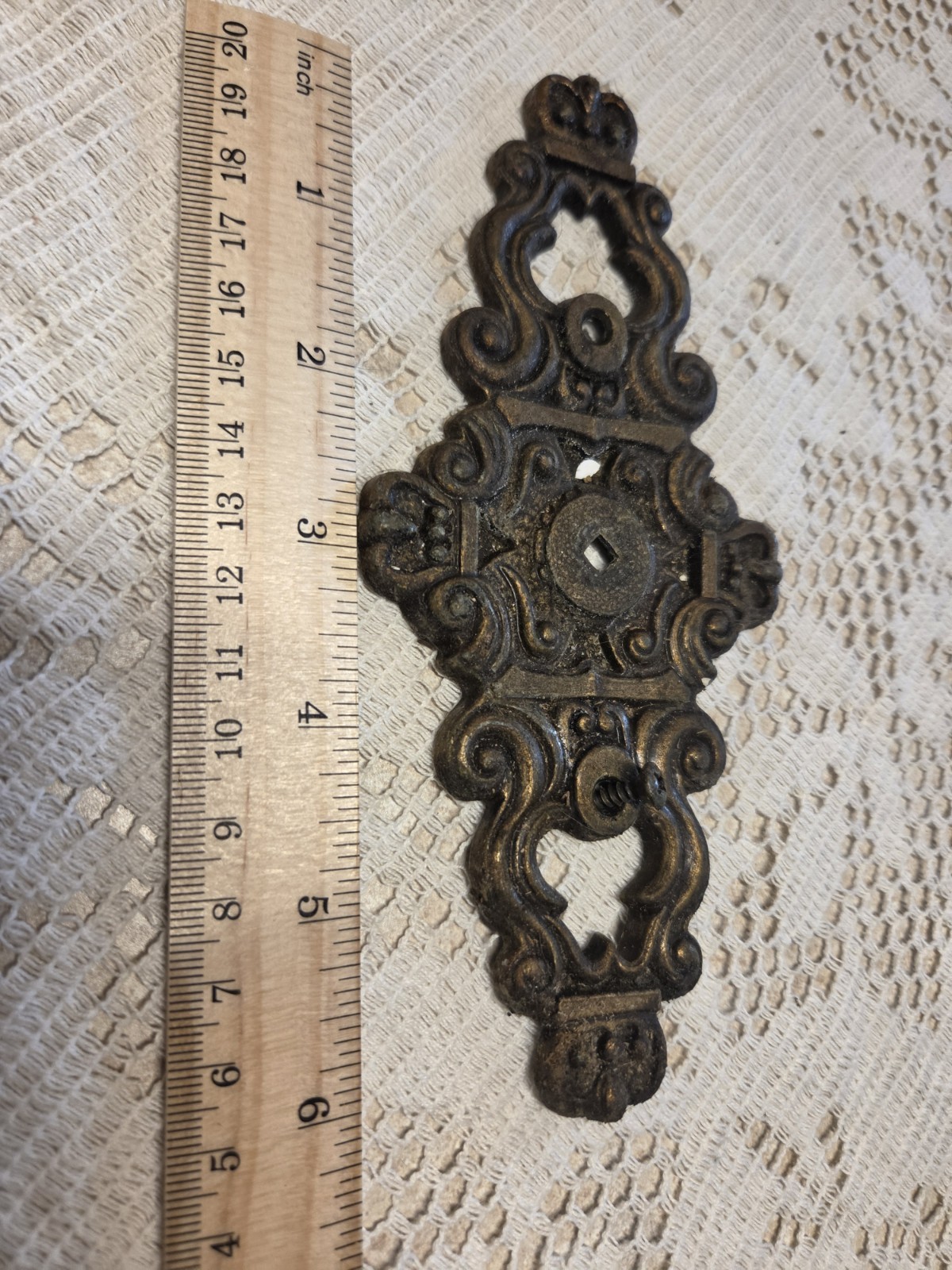 Vintage Hyer Brass Cabinet Door Plate & Knob Hollywood Regency