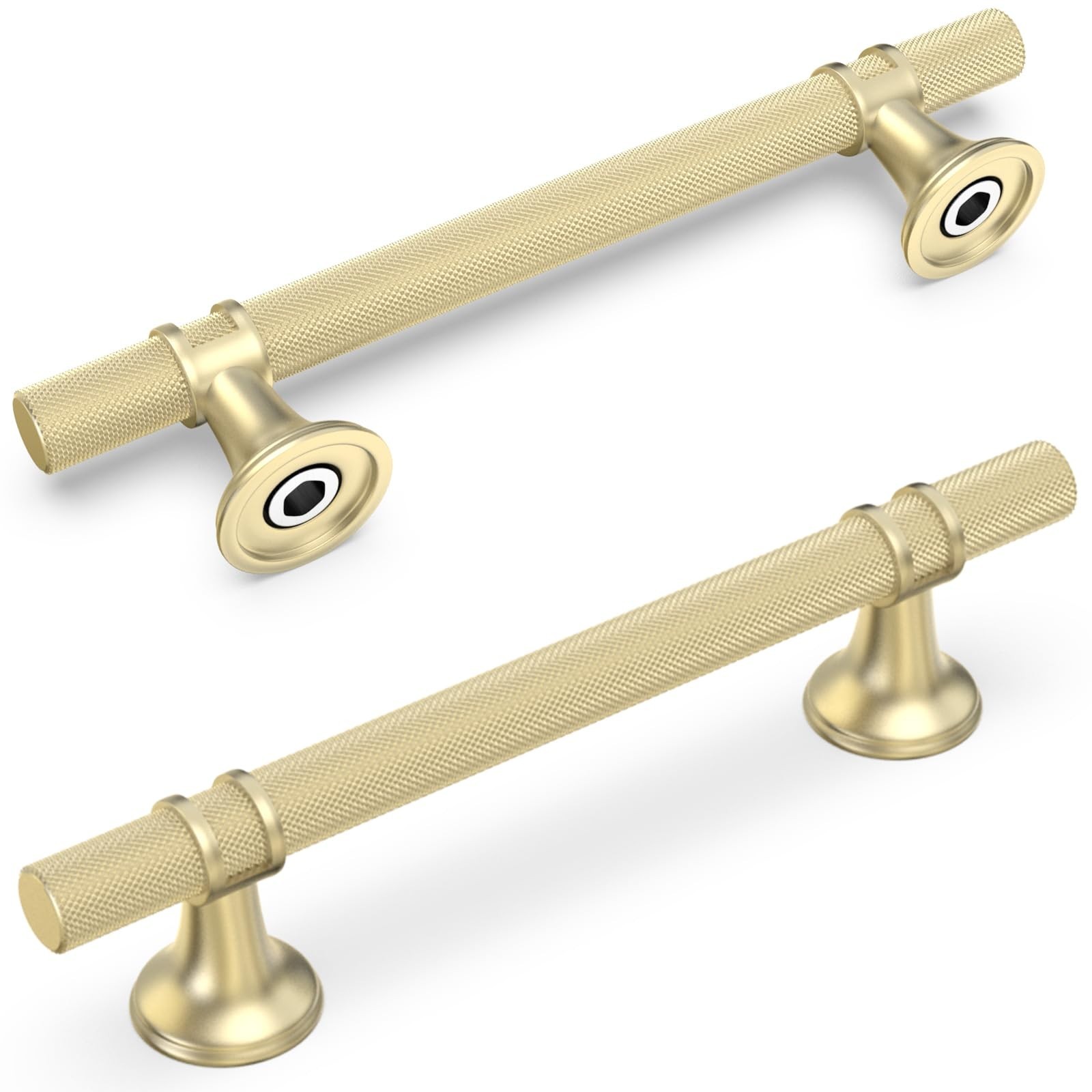 10 Pack 5 Inch Cabinet Pulls knurled Brushed Gold Kitchen Cabinet Handles Alu…