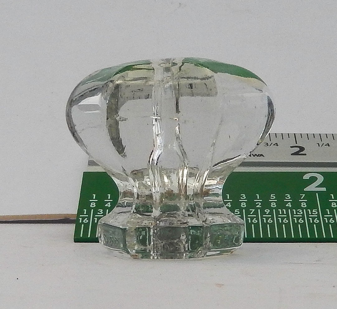 Antique Vintage Six Sided Clear Glass Knobs Cabinet Drawer Pulls 1920s Style