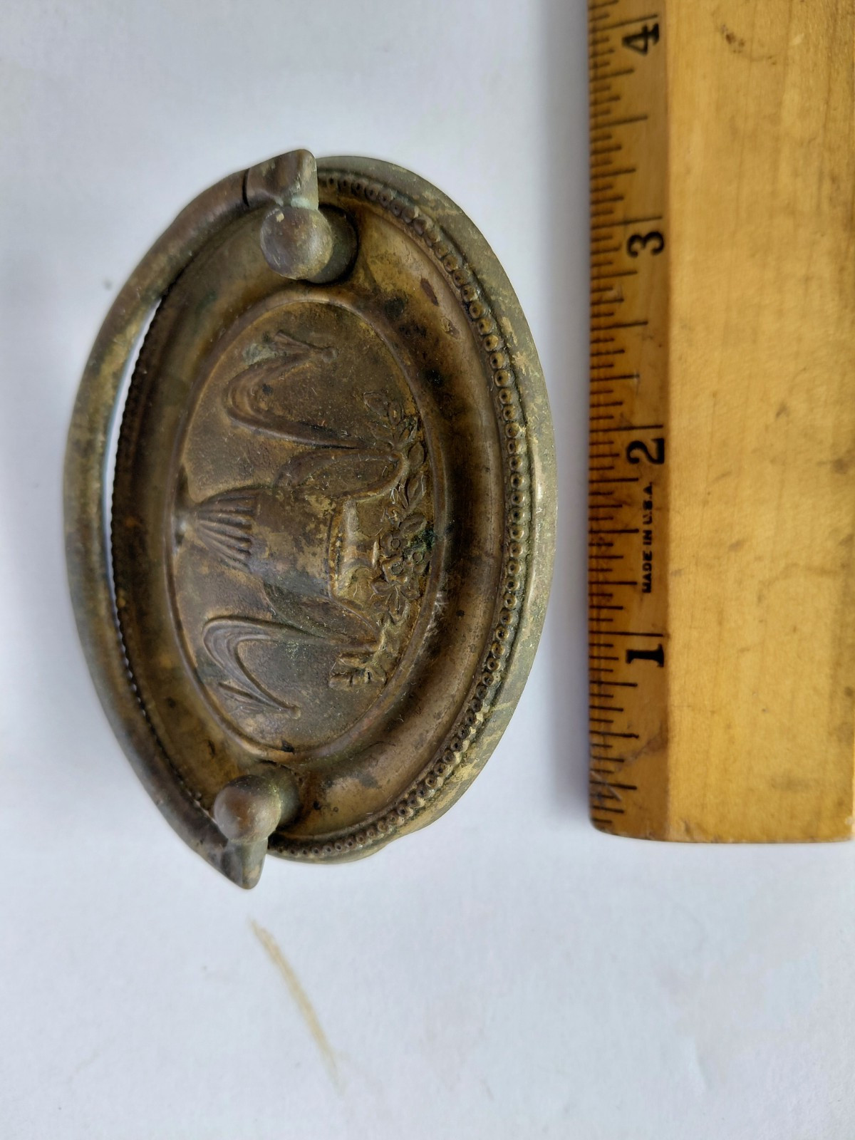 6 Vintage Oval Victorian Drop Bail Pull Brass Stamped 3″ Urn Trophy