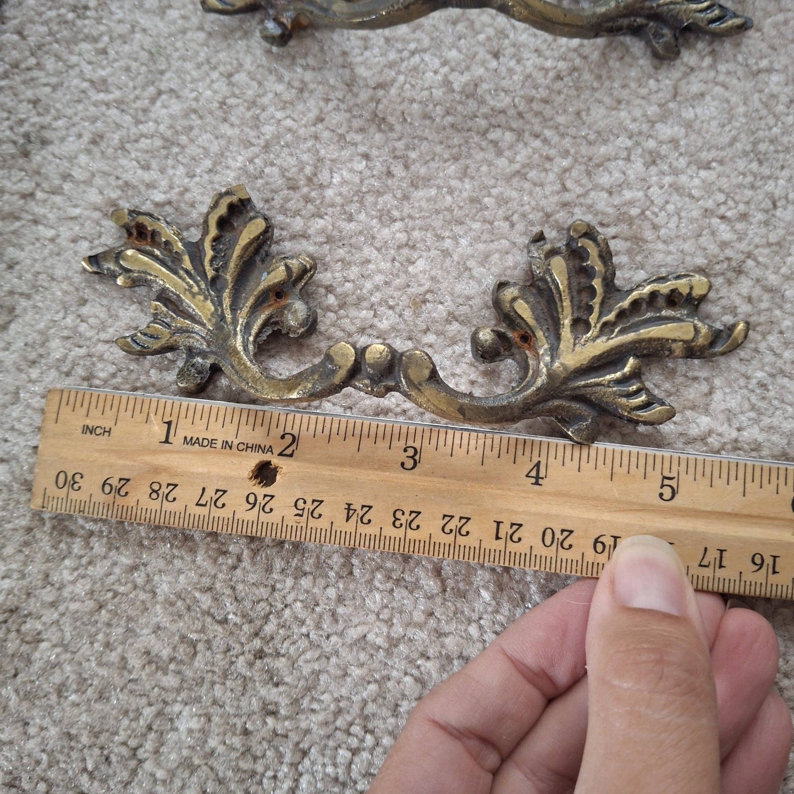 French Provincial Antique Furniture Hardware Brass 11 Pcs