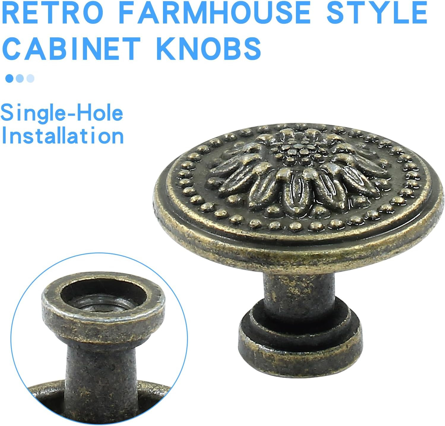 4 Pcs Antique Bronze Cabinet knobs, Mid Century Dresser Knobs Vintage Drawer Kno