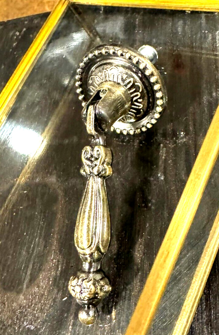 LOT 4: Vtg Antique Brass 2.5″ Teardrop Cabinet Door Furniture Pull Handle Knob