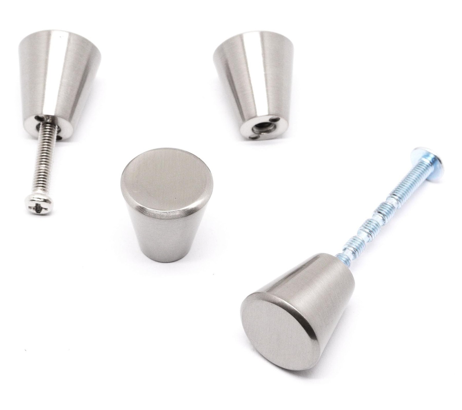 Brushed Nickel Cabinet Knobs, Dia. 3/4 inch Cone Dresser Knobs Small Drawer K…