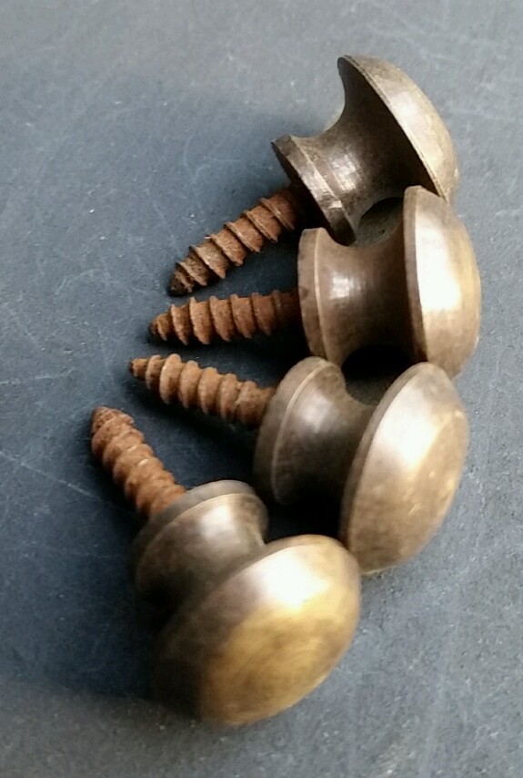 4 Solid Brass VERY SMALL Stacking Barrister Bookcase 7/16″ Knobs drawer Pulls #K