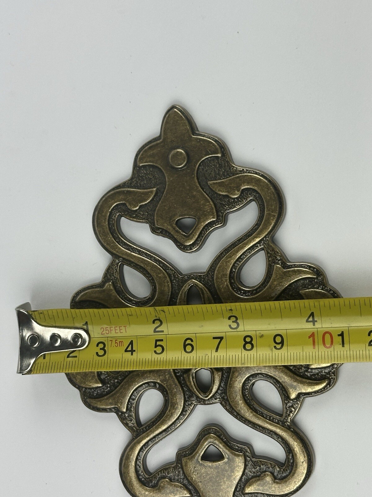 Set Of 5 Ajax Hardware Esperanto Brass Cabinet Drawer Fixture 6″ Backplate Knob