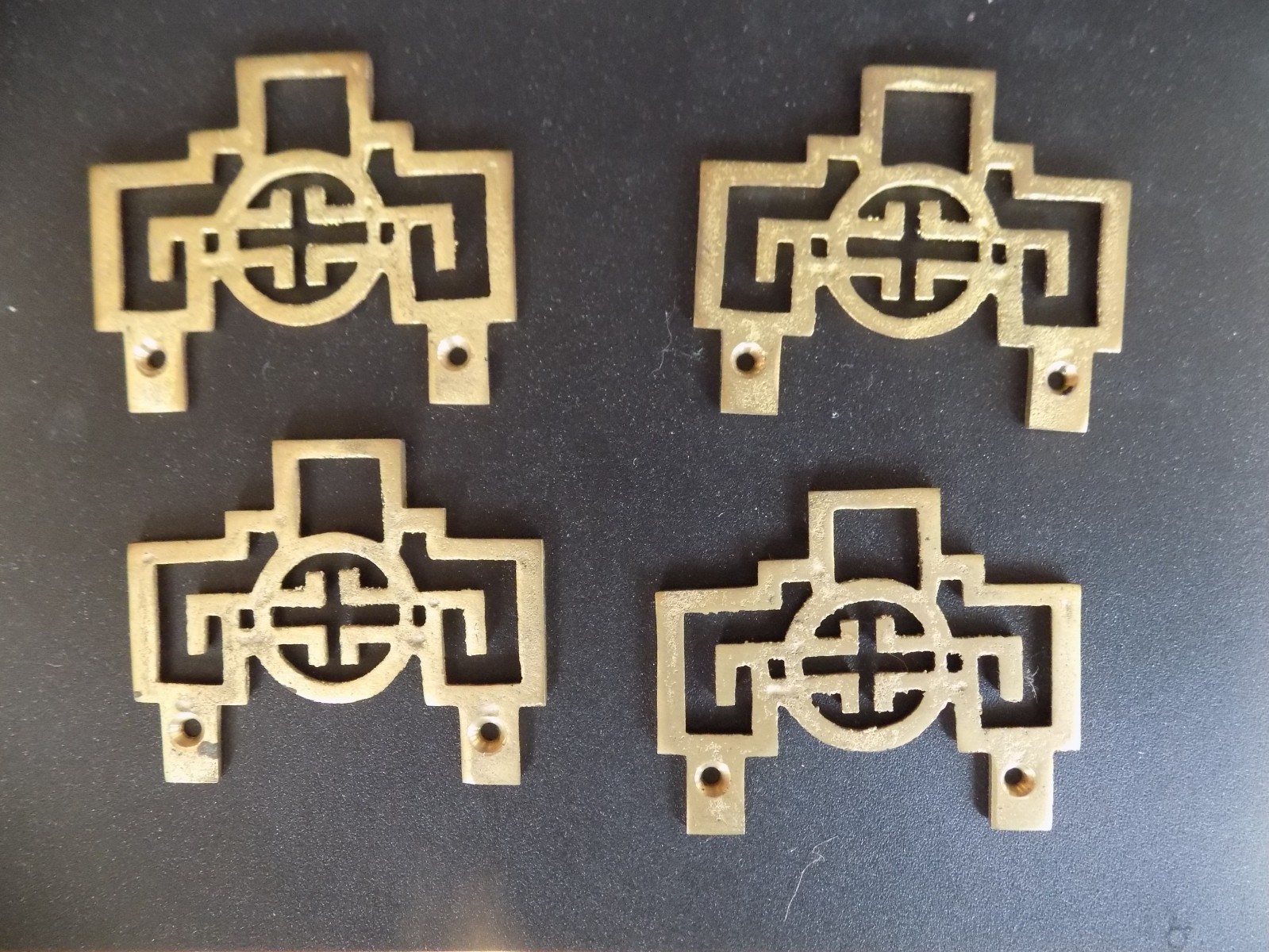 Vintage Set of 4 Brass Furniture Decorations With Brass Screws