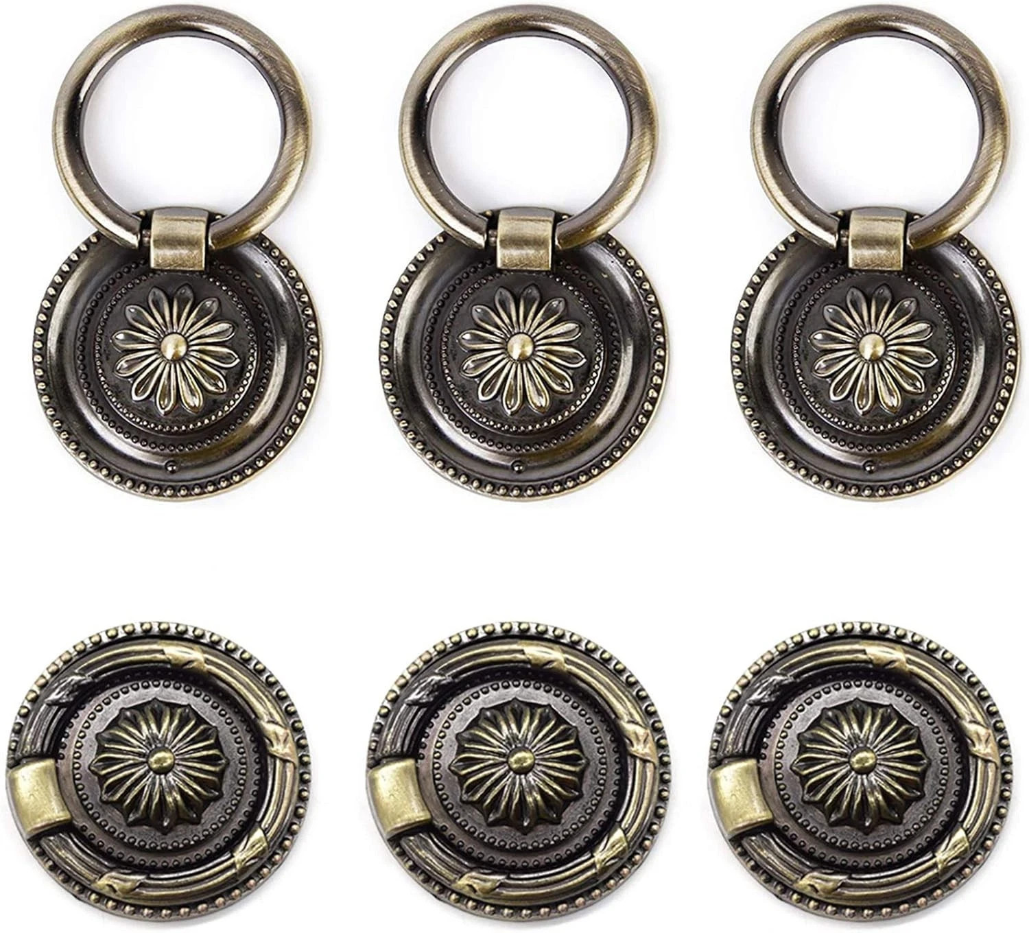 Antique Drawer Pulls Bronze Round Dresser Knob Vintage Cabinet Handles 6 Pack