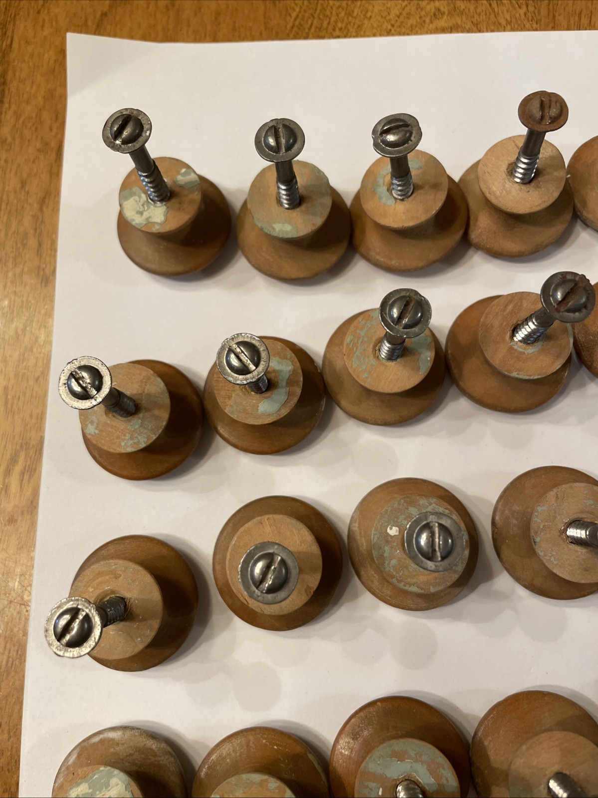 Lot Of 30 Vintage Mushroom Wooden 1.25” Knob Pulls for Drawer Dresser Hardware