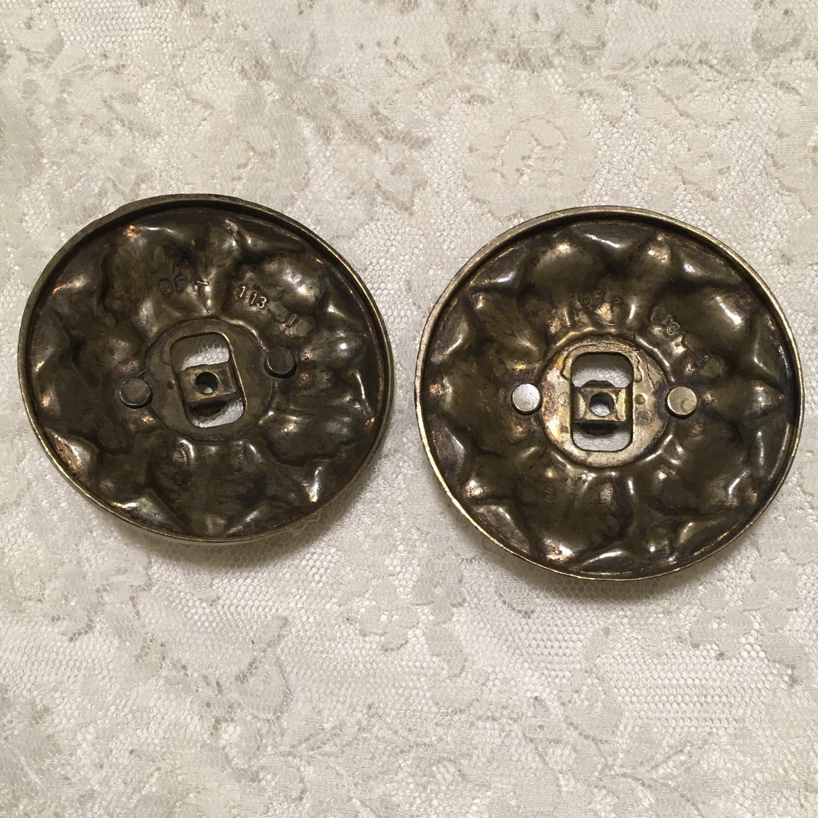 Vintage Brass Dresser Hardware Drawer Pull Plates Ornate 2 pcs