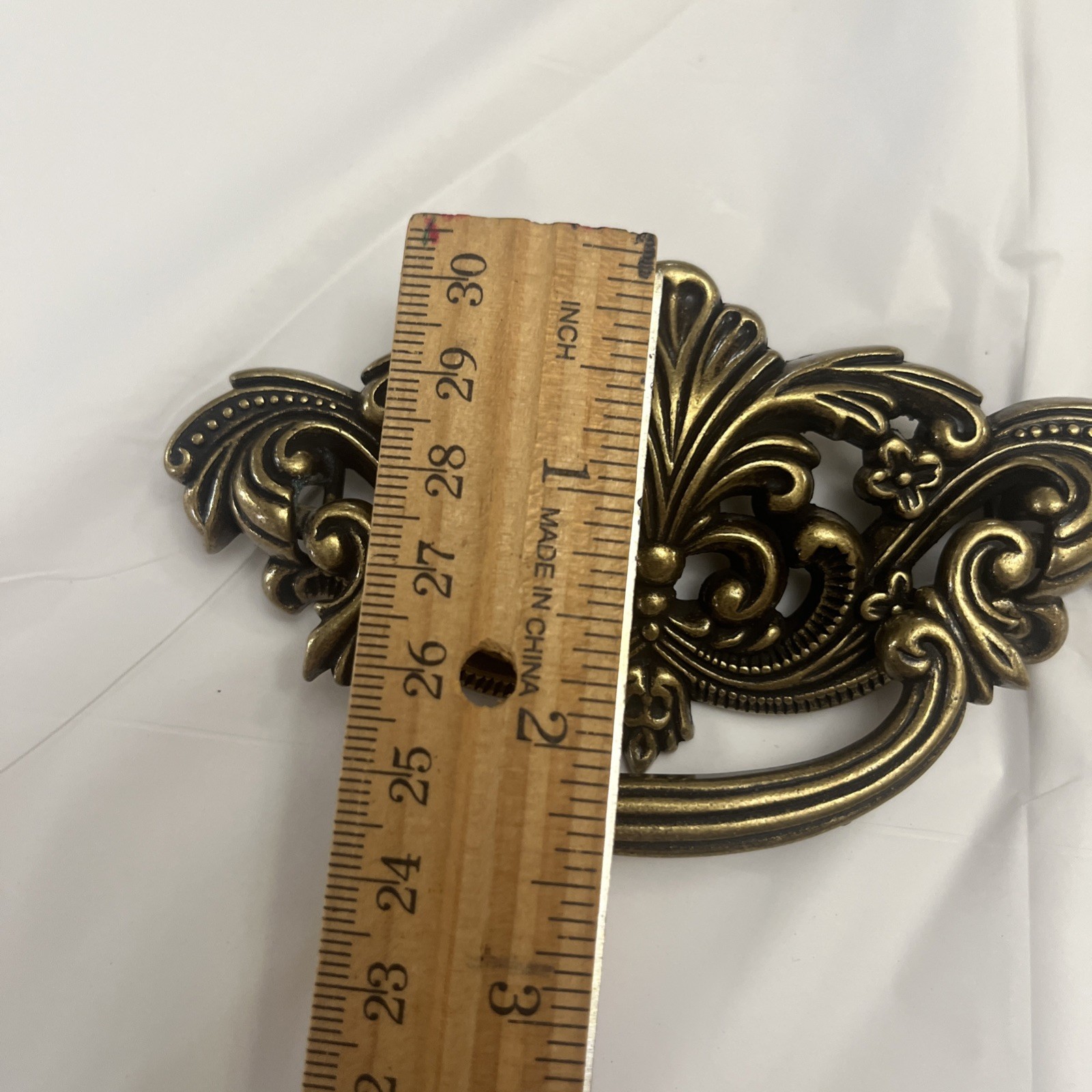 Vintage Hardware Drawer Pull Brass Bail Drop Handle Ornate Set Of 5