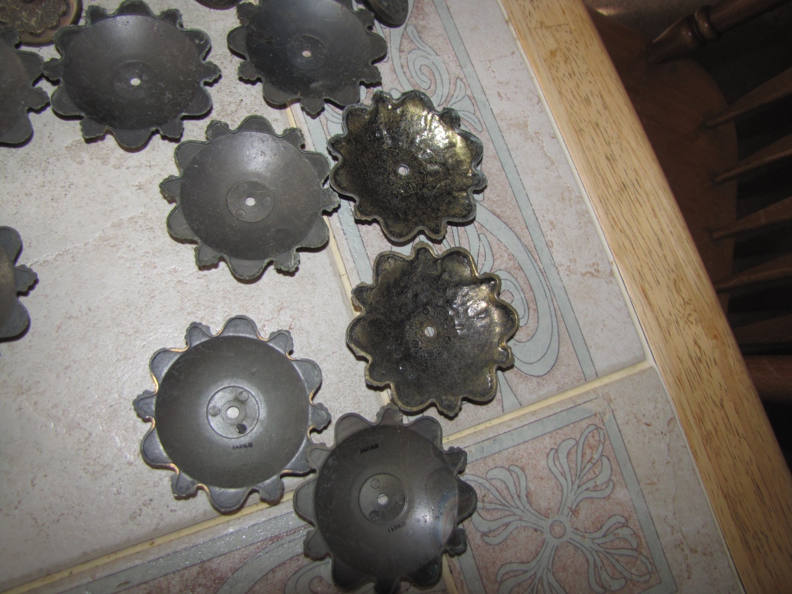 Vintage Ornate Brass Drawer Pull Knobs w/ Back Plate 3″ – Set of 14 JAPAN