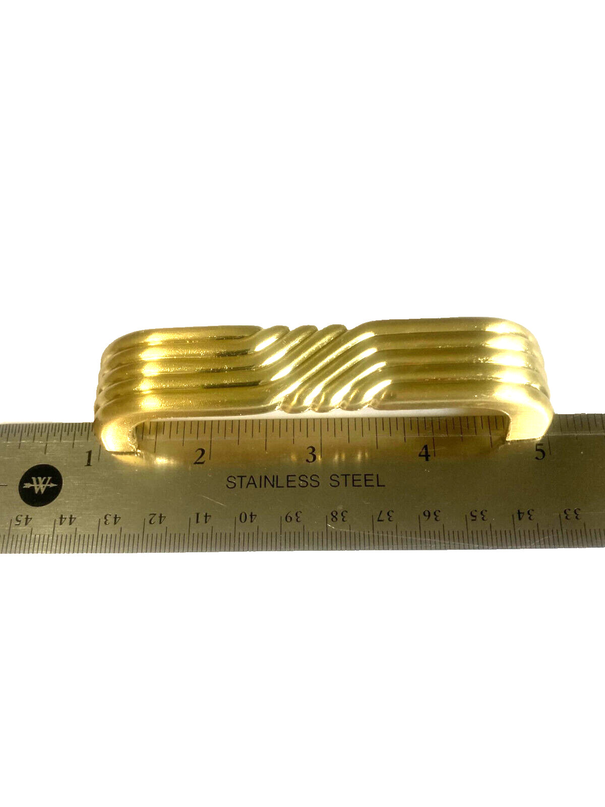 Art Deco Water Fall Ribbed Brass Drawer Pulls 3.5 In. Center