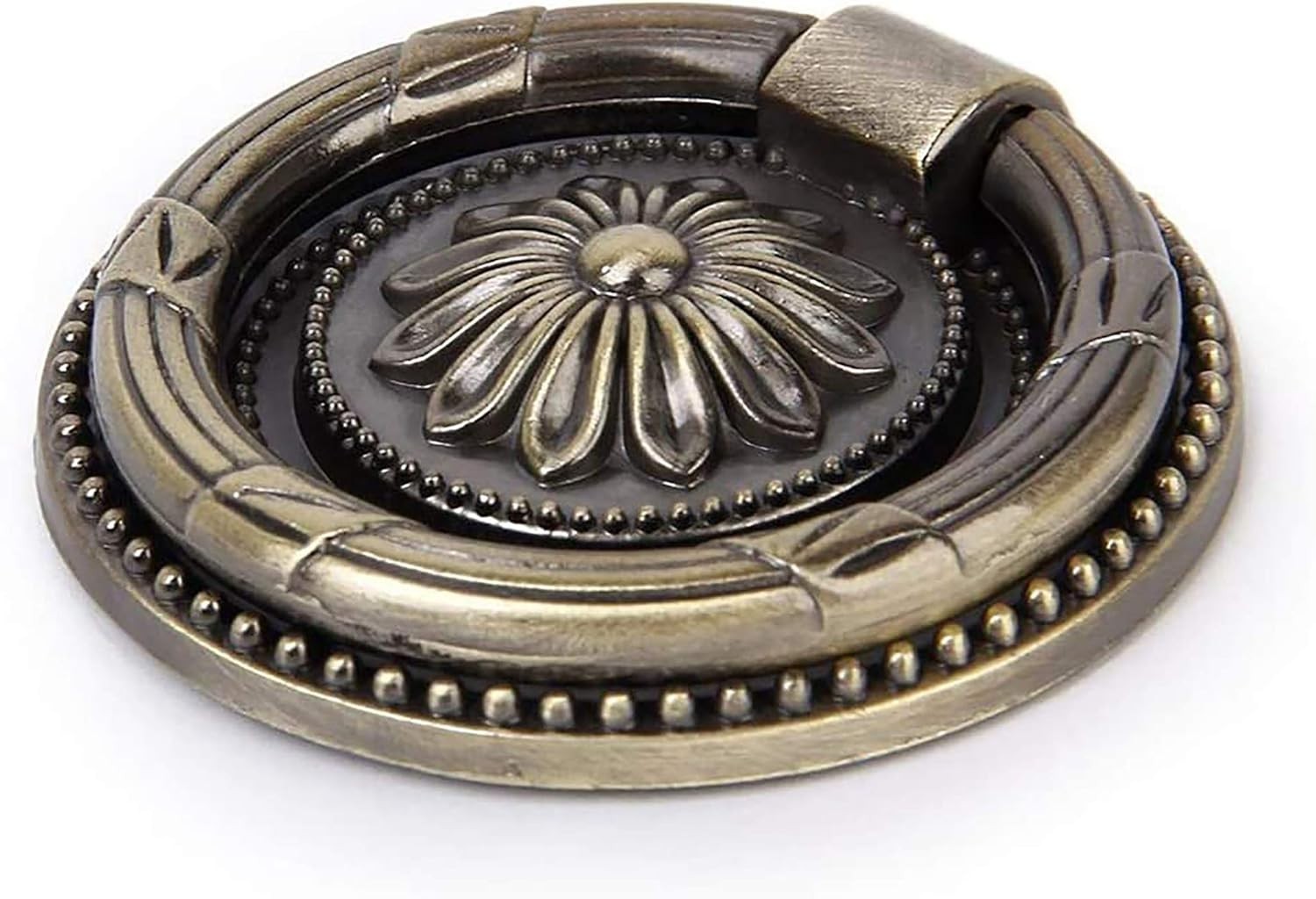 6 Pack Antique Bronze Drawer Pulls 1.77″ Round Ring Handles Cabinet Knobs