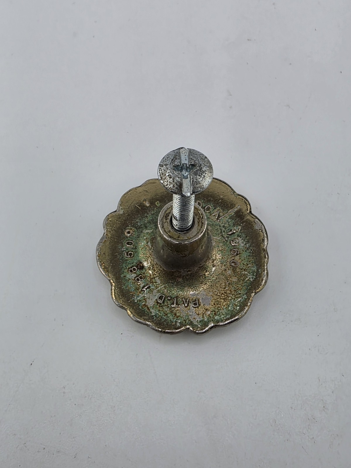 Vtg 1960 Floral Drawer Pull Door Knobs (3) 2 White/Silver Tone, 1 Gold Tone
