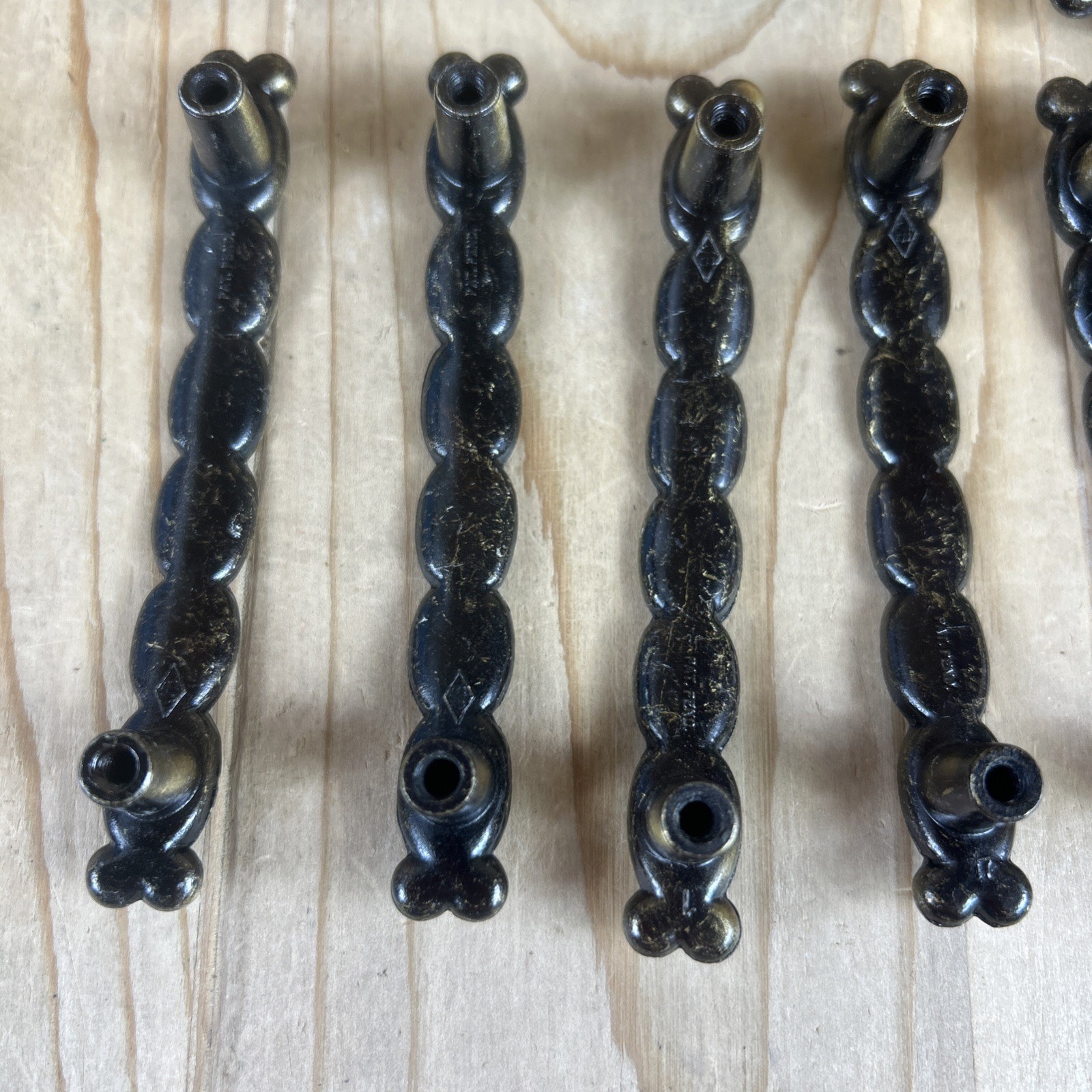 Vintage Drawer Pulls Cabinet Handles Set of 16 Jaybee Brass And Black Textured