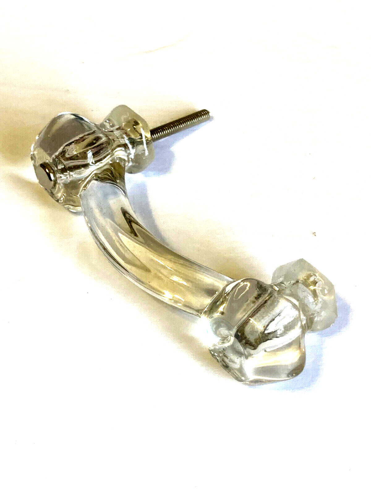 Vintage Glass drawer handle Bridge Hexagon 3″ Center