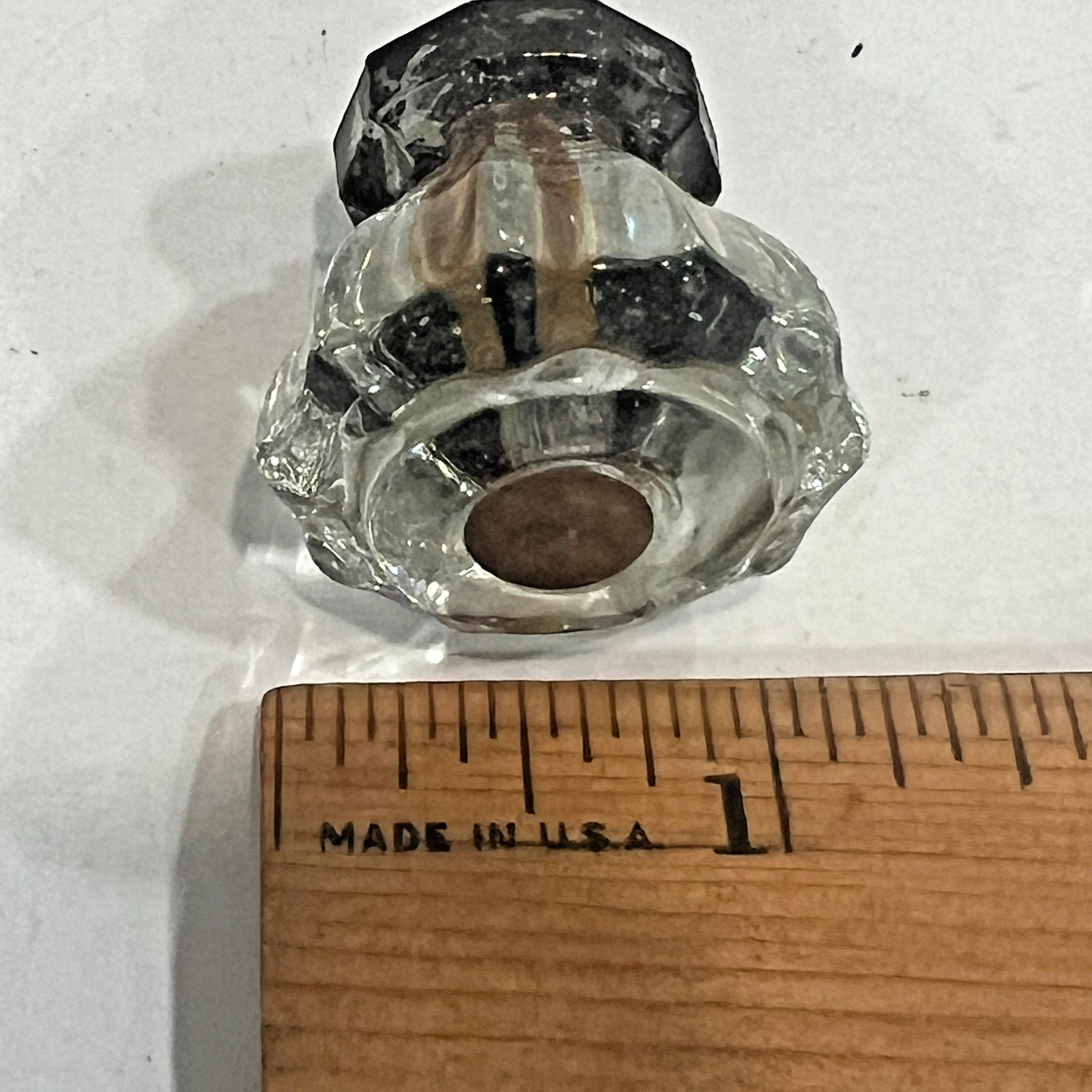 Vintage Lot of 6 Depression Glass Hexagon Pressed Glass Knobs Cabinet Draw Pulls
