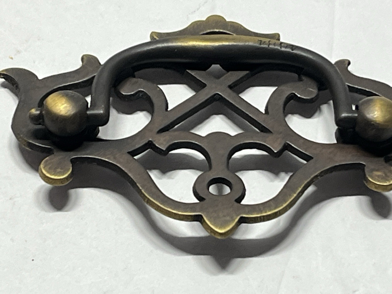 Vintage Lot (4) NOS Decorative Antique Brass Batwing Drop Bail Pulls