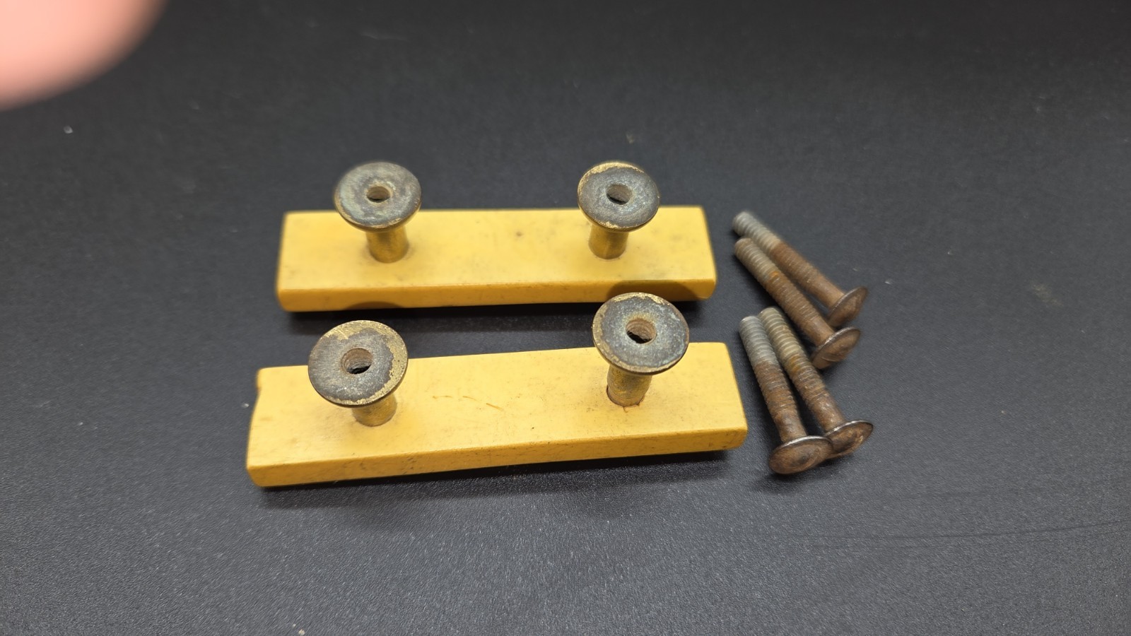 Antique Bakelite And Brass Drawer Pull Qty 2