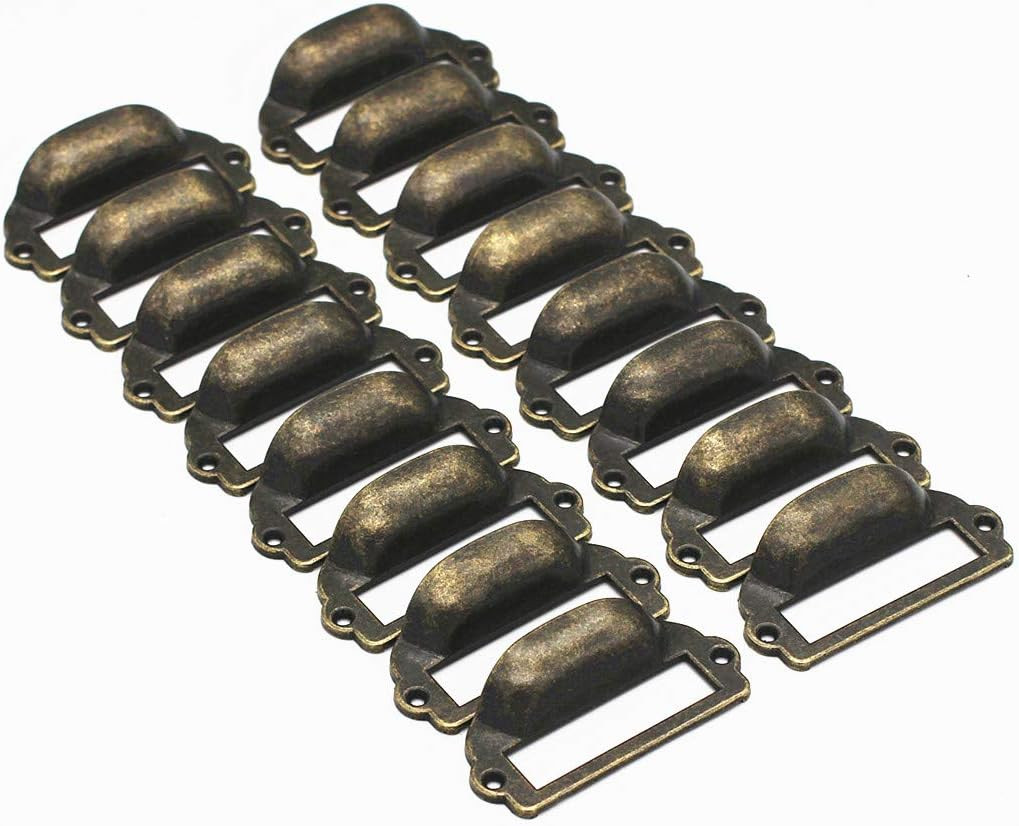 16-Pack Zinc Alloy Antique Bronze Label Frame Drawer Pulls -Vintage Industrial S