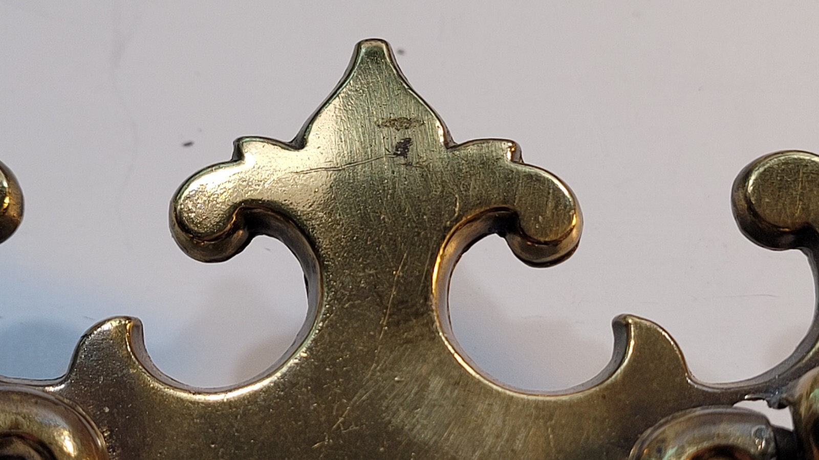 Vintage Brass Drop Bail Pull Handle Drawer w Bolts 2.5 inches between bolts