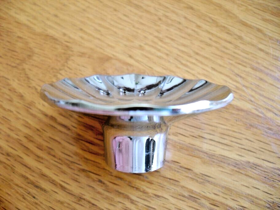 Vintage Nos 2″ Chrome Drawer Stardust Knob Concave Fluted Face Cabinet Handle