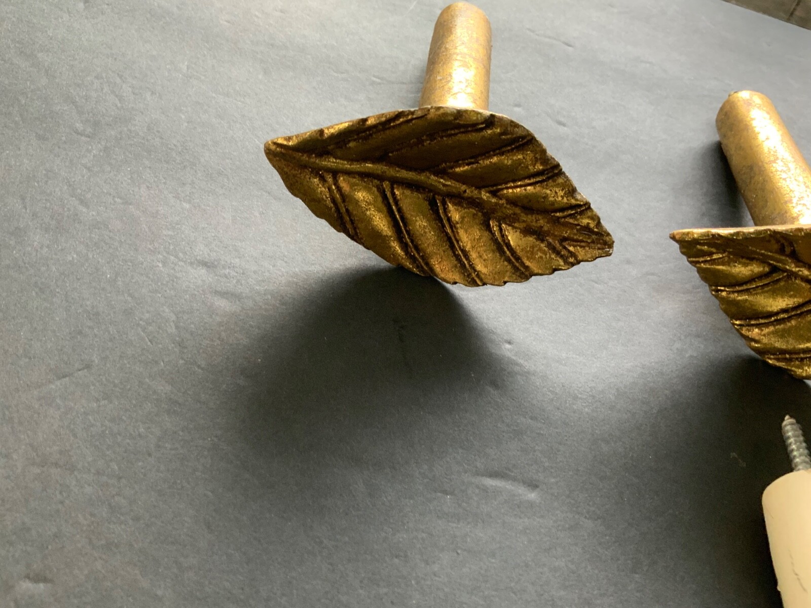 Set of Antique Painted Bin Dresser Drawer Pulls lot of 6 (4 gold 2 white)
