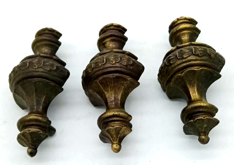 Vintage Keeler Brass Co. Set of 3 MCM Hollywood Regency Large Brass Drawer Pulls