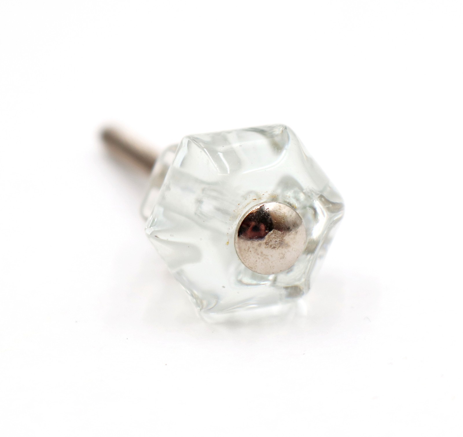 Vintage 0.75 in. Glass Hexagon Cabinet Drawer Knob