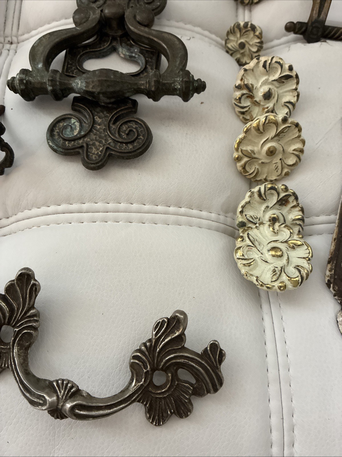 Vintage Brass Metal Hardware Lot Door Knocker Drawer Pulls Cabinet Etc. Antique