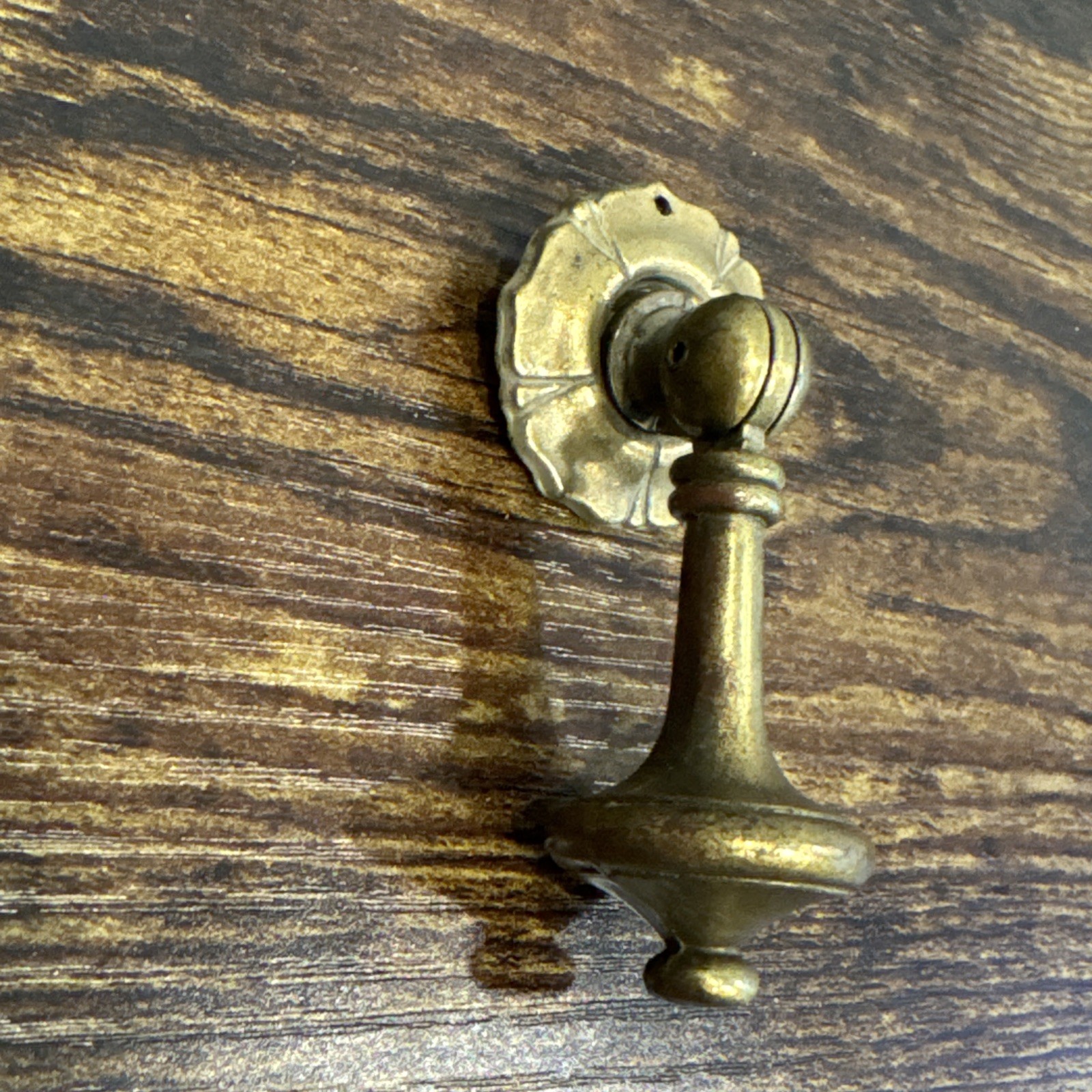Drexel Esperanto Drawer Pull Teardrop Brass Dresser Handle Backplate Vintage MCM