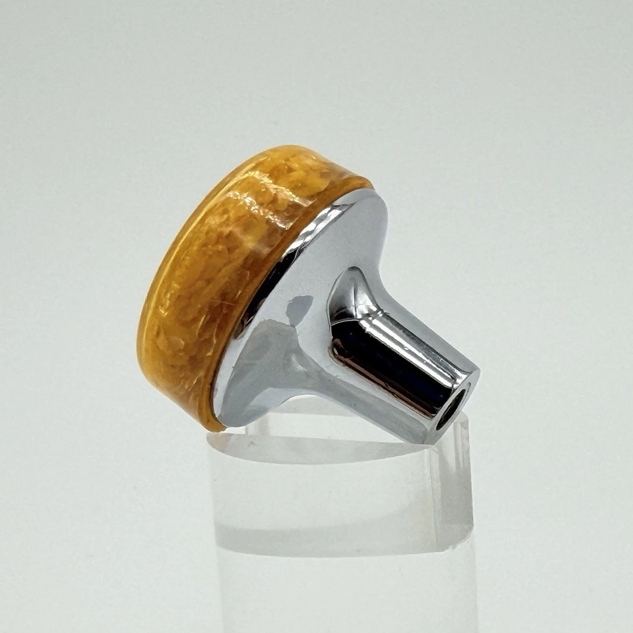 Vintage Butterscotch Amber Lucite Cabinet Knob MCM Chrome Drawer Pull 1970s-80s