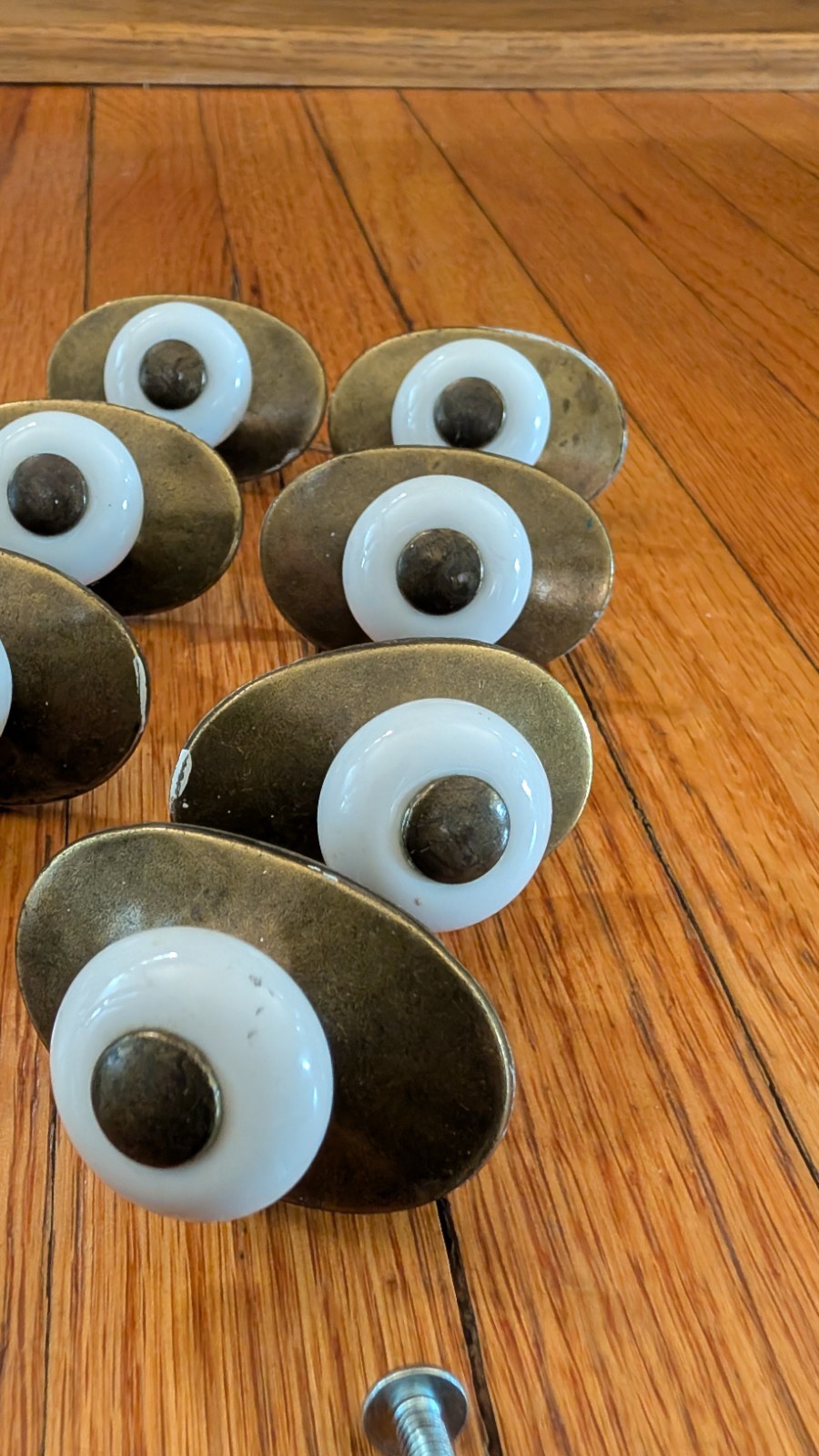 Keeler Brass Co. Porcelain Pull Knob Oval Backplate Lot of 10 N10237
