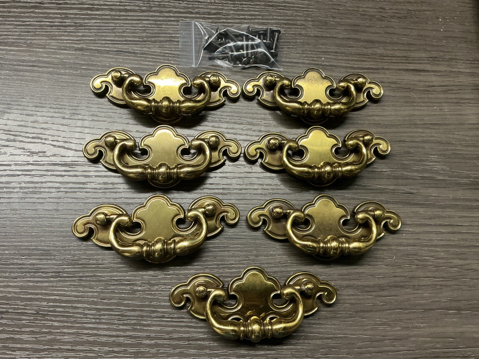 7 VINTAGE Keeler Brass KBC NO8067 Chippendale Batwing Drawer Handles Pulls (33)